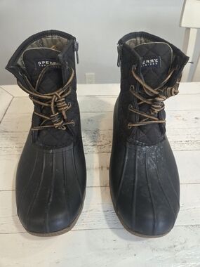 Sperry Quilted Black Duck Boots